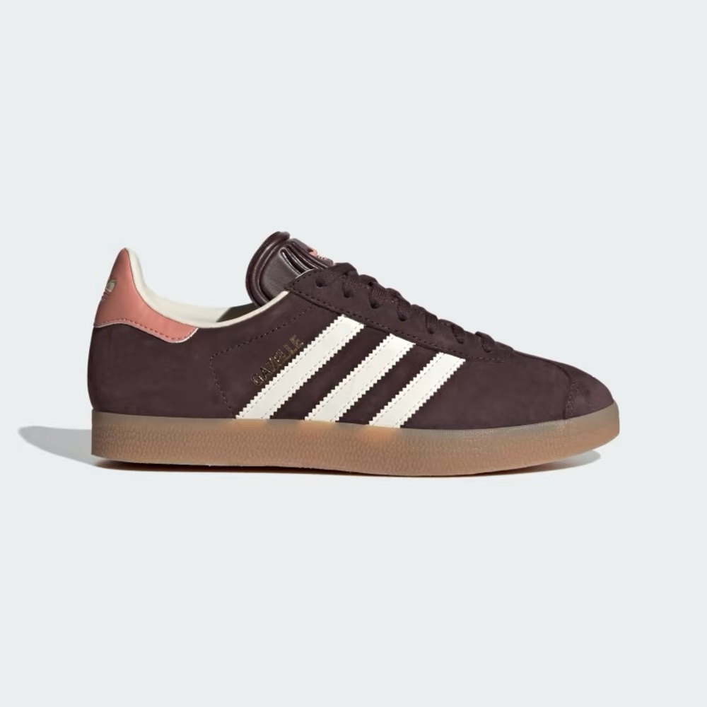 Adidas Gazelle Brown and Pink Sneakers with White Stripes